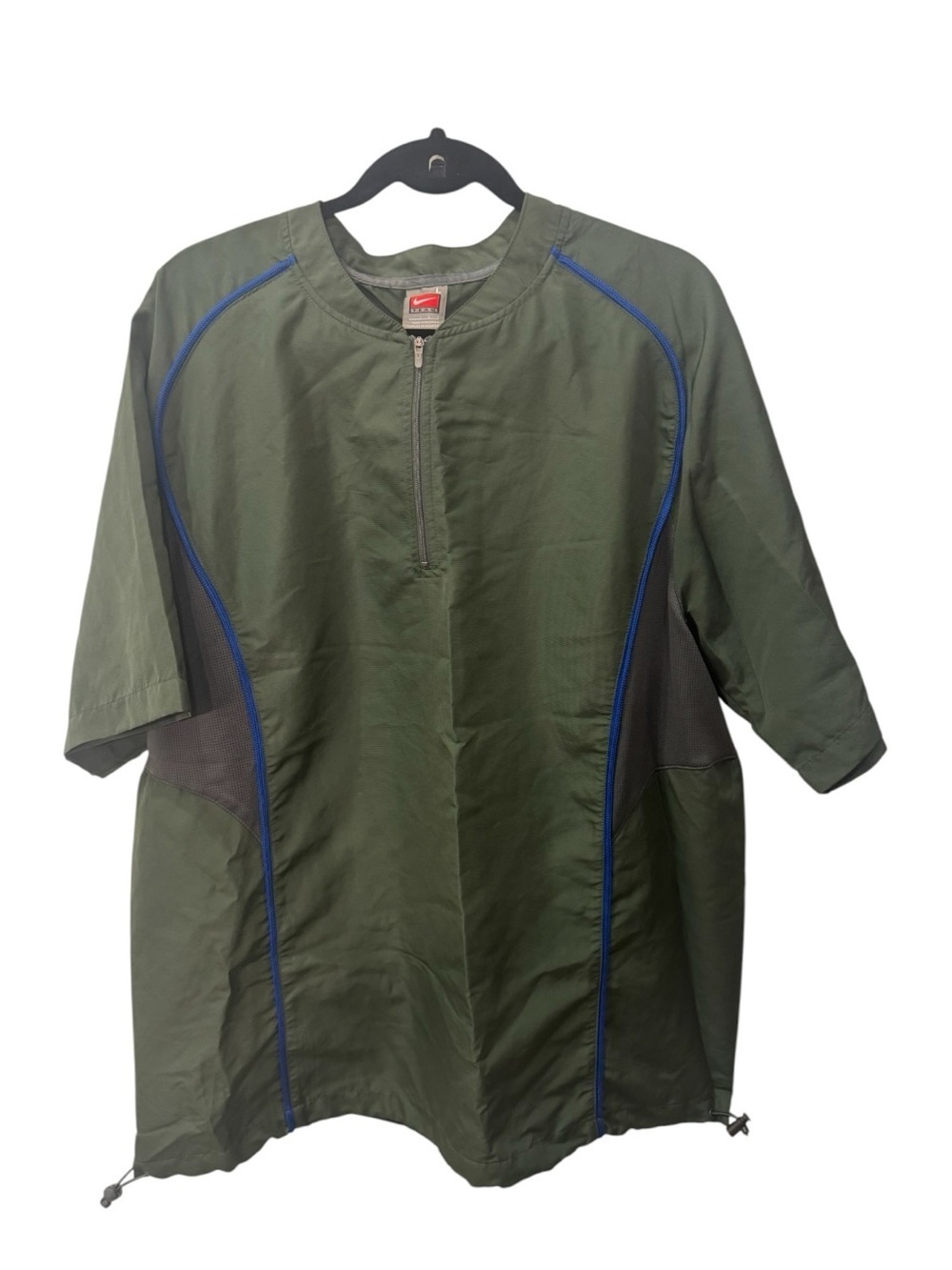 Nike Men's olive green short-sleeve baseball pullover jackets quarter zip sz L